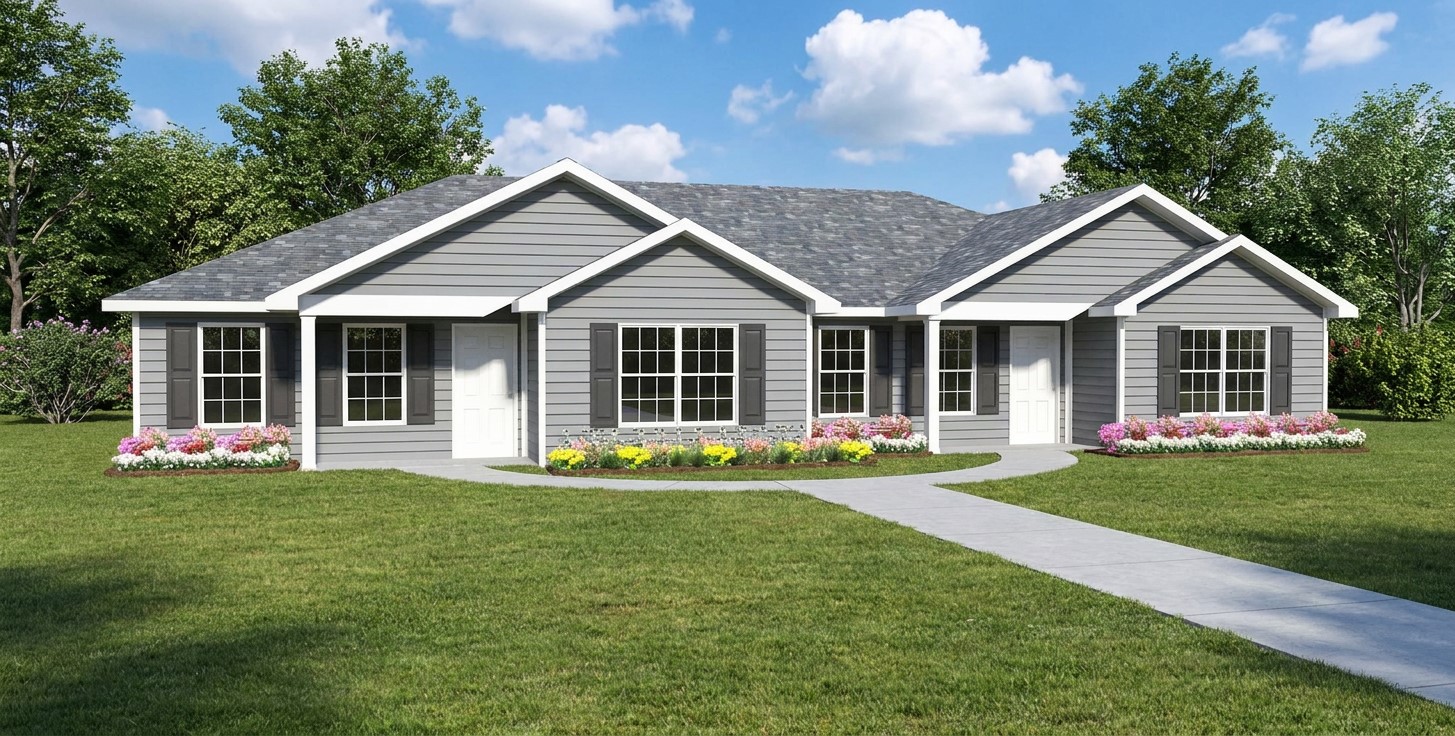 duplex house plan | J1042d Rendering